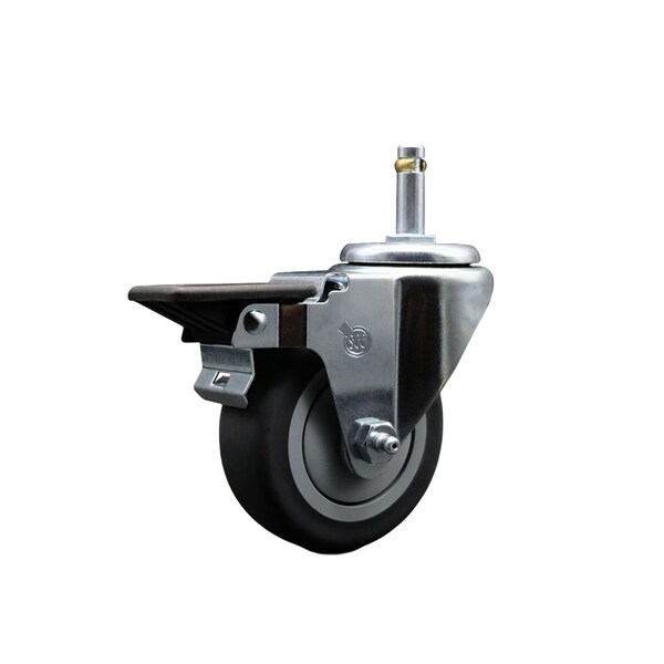 3.5'' Thermo Rubber Wheel Swivel 7/16'' Grip Ring Stem Caster with Brake